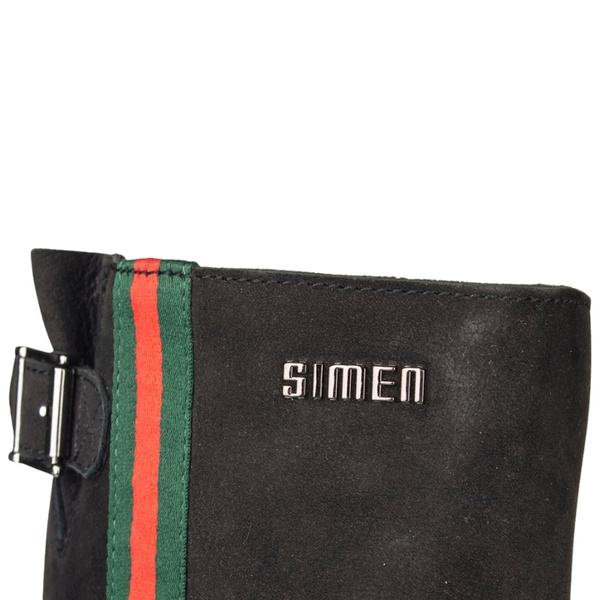 Czarne kozaki damskie Simen 1972A S04 skórzane ciepłe WEŁNA