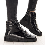 Lakierowane Trzewiki damskie T.Sokolski Z25-250 czarne skórzane ocieplone