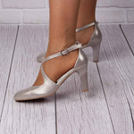 Złote sandałki skórzane Kotyl 7079 złoty ef buty taneczne damskie