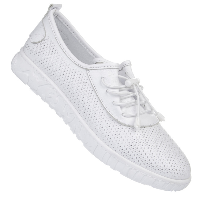 Białe półbuty wsuwane damskie T. SOKOLSKI OG 093-1 WHT skórzane