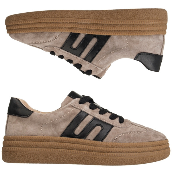 Beżowe sneakersy na platformie damskie Filippo 7114/25 TP skórzane