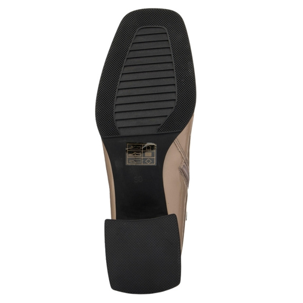 Botki lakierowane damskie Artiker 57C1035 beżowe skórzane ocieplone