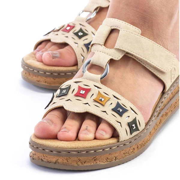 Klapki damskie Rieker 62924-60 beige beżowe