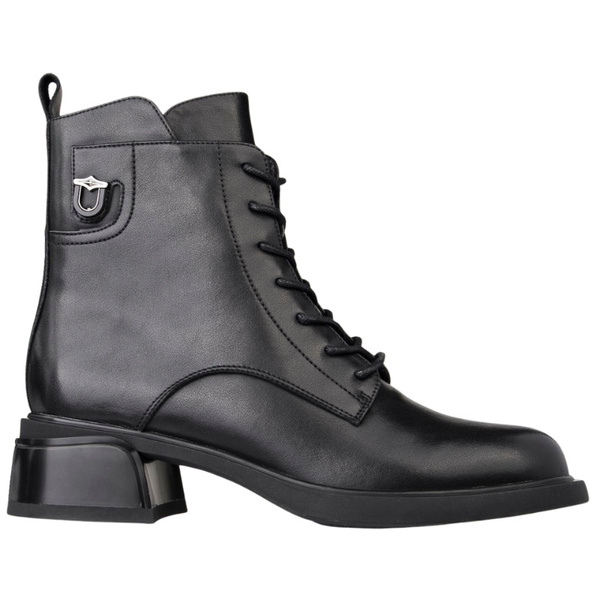 Skórzane trzewiki damskie Filippo DBT7369/25 BK czarne ocieplone