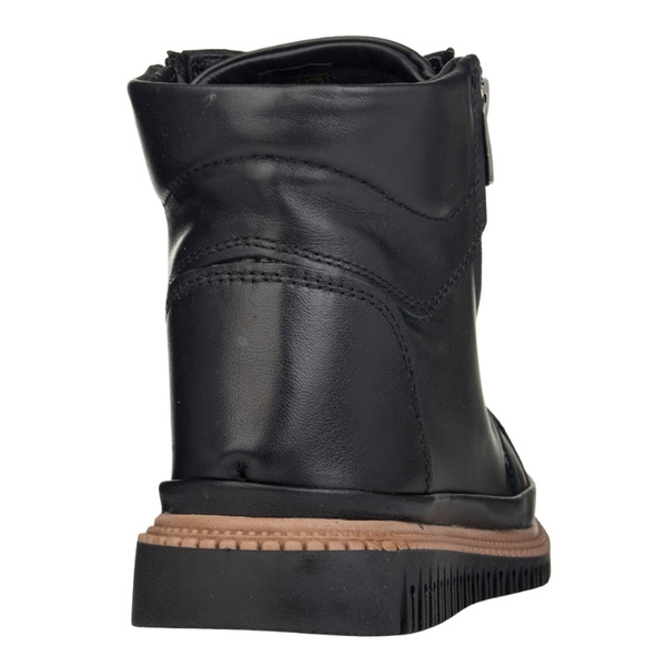 Czarne botki damskie Artiker 55C0787 skórzane podwójny zamek ciepłe