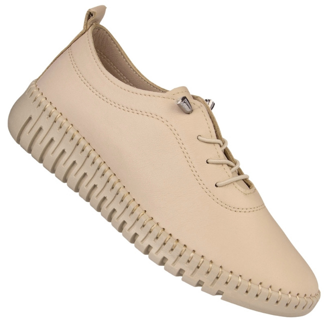 Skórzane półbuty na platformie T. Sokolski 4000 Beige beżowe wiązane