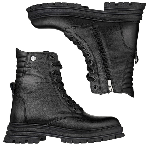 Skórzane Trzewiki damskie T.Sokolski SAR Z25-345 BLK czarne na platformie