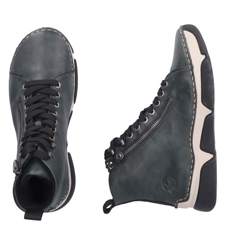 Zielone Botki damskie Rieker 45920-54 green sneakersy na grubej podeszwie