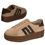 Beżowe sneakersy zamszowe Venezia V408-00392 skórzane sportowe