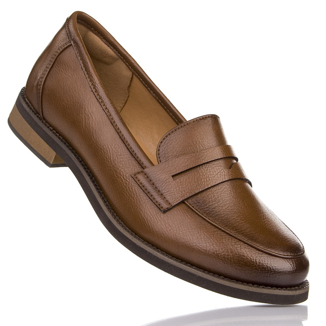 Brązowe lordsy damskie Potocki 12573 BR eleganckie półbuty wsuwane