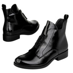 Eleganckie Botki lakierowane S.Barski HY52-525 czarne ocieplone