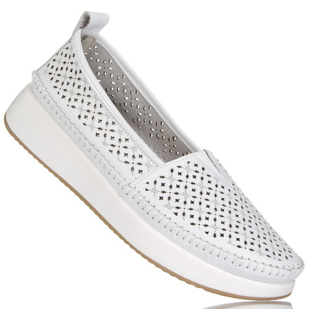 Mokasyny ażurowe Filippo DP4555/25 WH Białe