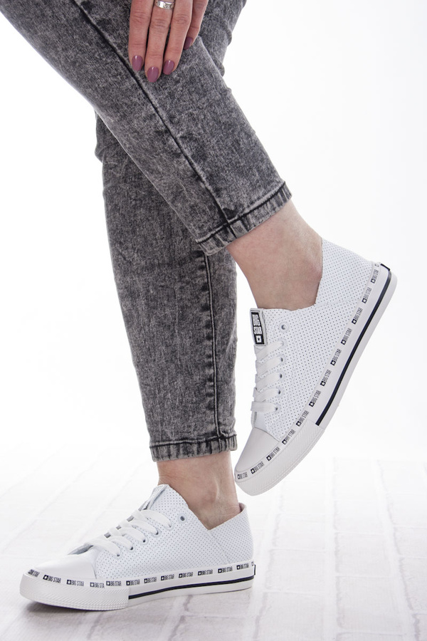 Białe trampki ażurowe damskie eko skórzane Big Star FF274024 white