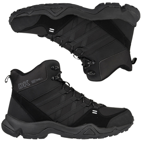 Czarne wysokie buty trekkingowe męskie VB17782 black ocieplone polarem