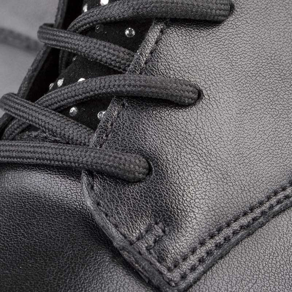 Botki damskie skórzane wiązane Filippo DBT4747/25 BK D czarne