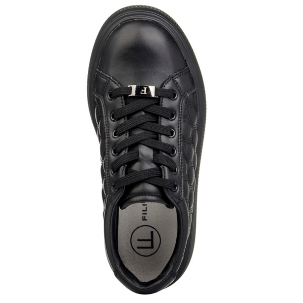 Czarne sneakersy na platformie damskie skórzane Filippo DP7285/25 BK