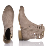 Beżowe ażurowe botki zamszowe Potocki 25-12558 kowbojki z dziurkami