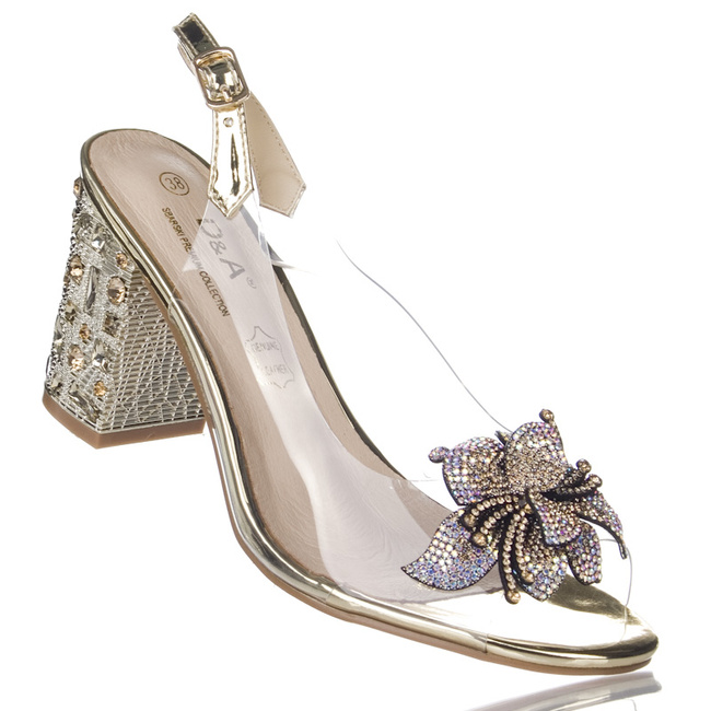 Sandałki na słupku silikonowe transparentne S.Barski MR51-704 gold