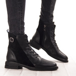 Czarne Botki damskie T.Sokolski TS Z25-309 BLK skórzane ocieplone