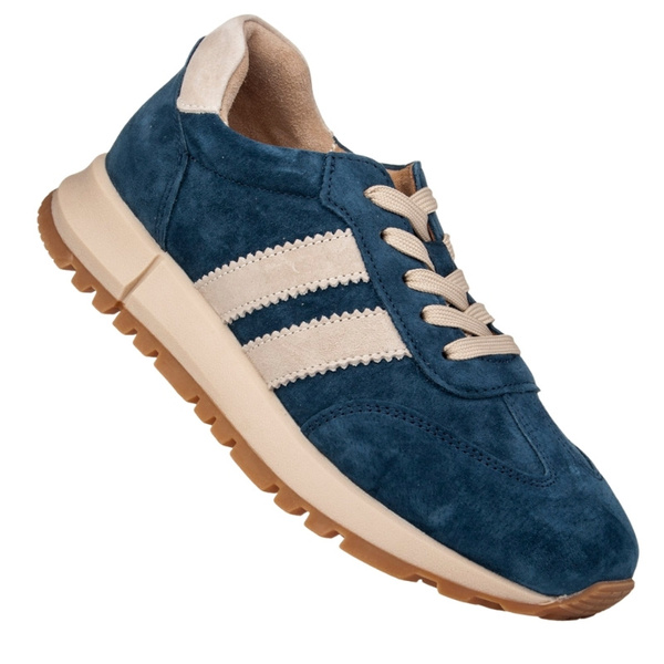 Granatowe sneakersy zamszowe Venezia V408-00395 z paskami naturalna skóra