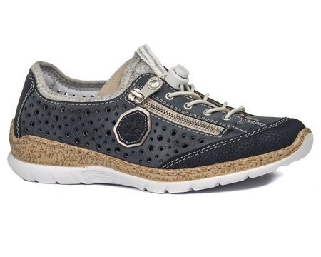 Półbuty damskie Rieker N42P6-14 blue soft