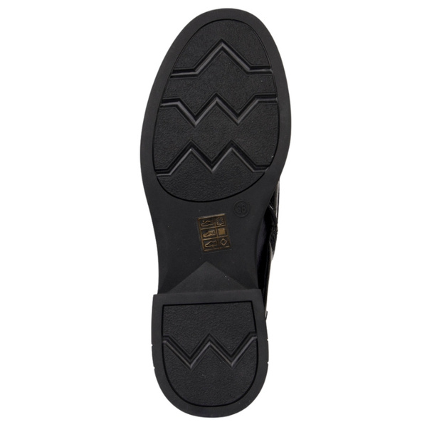 Lakierowane Botki z ozdobami D&A S.Barski MR52-108 czarne skórzane