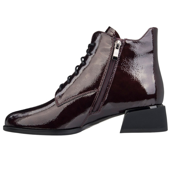 Eleganckie skórzane botki damskie Artiker 57C1119 bordowe ocieplone