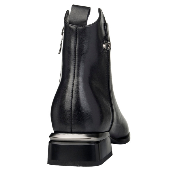 Czarne eleganckie botki damskie Filippo DBT7382/25 BK skórzane ocieplone