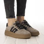 Beżowe sneakersy na platformie damskie Filippo 7114/25 TP skórzane