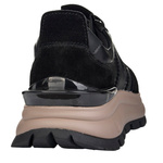 Czarne sneakersy na platformie damskie Filippo DP7408 BK skórzane