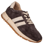 Brązowe sneakersy zamszowe Venezia V408-00395 z paskami naturalna skóra