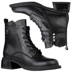 Skórzane trzewiki damskie Filippo DBT7369/25 BK czarne ocieplone