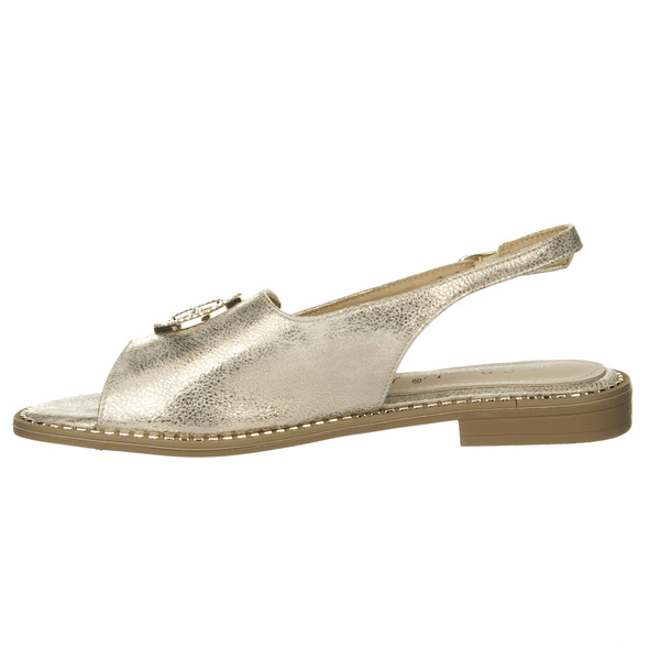 Złote sandały damskie S. Barski 002 LT.GOLD skórzana wkładka