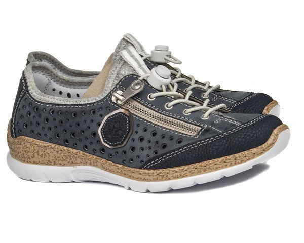 Półbuty damskie Rieker N42P6-14 blue soft