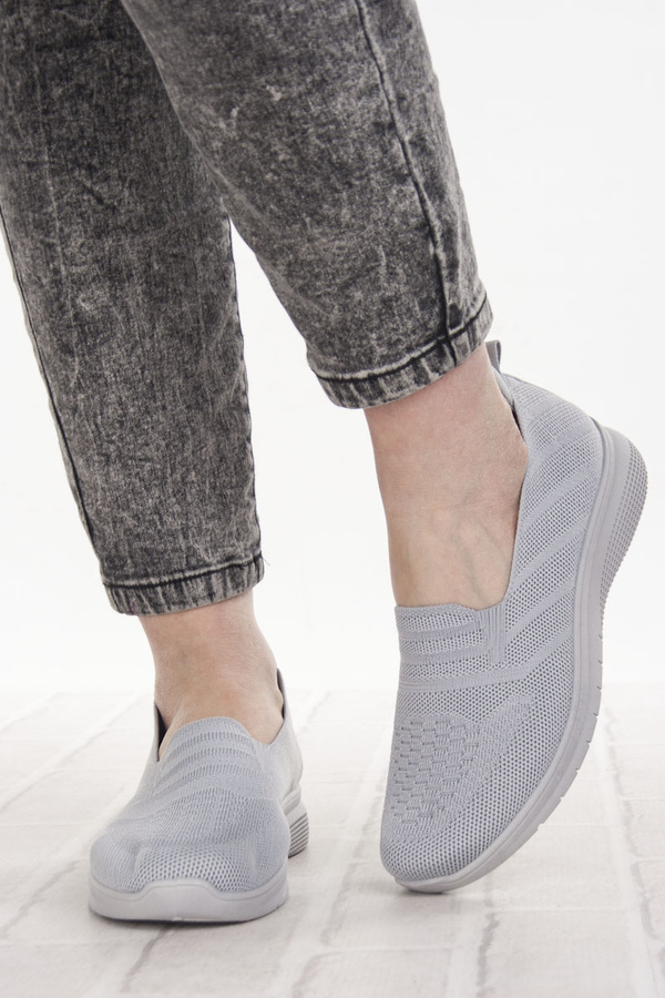 Sneakersy materiałowe damskie Potocki 16330GR szare buty slip-on