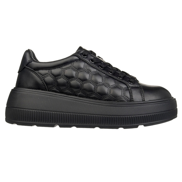 Czarne sneakersy na platformie damskie skórzane Filippo DP7285/25 BK