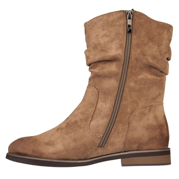 Zamszowe botki damskie Potocki 19311KH beżowe ocieplone wygodne