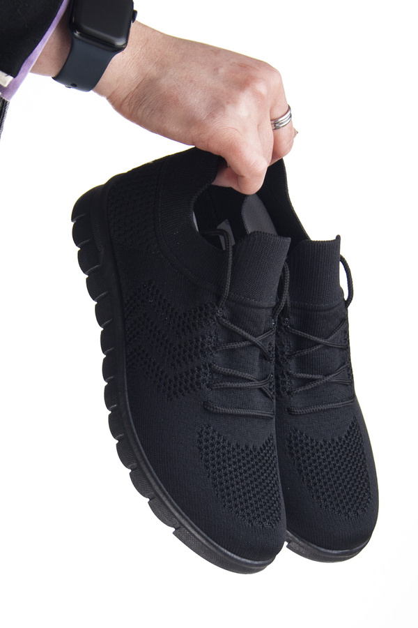 Sneakersy materiałowe damskie Potocki 16329BK czarne buty sportowe