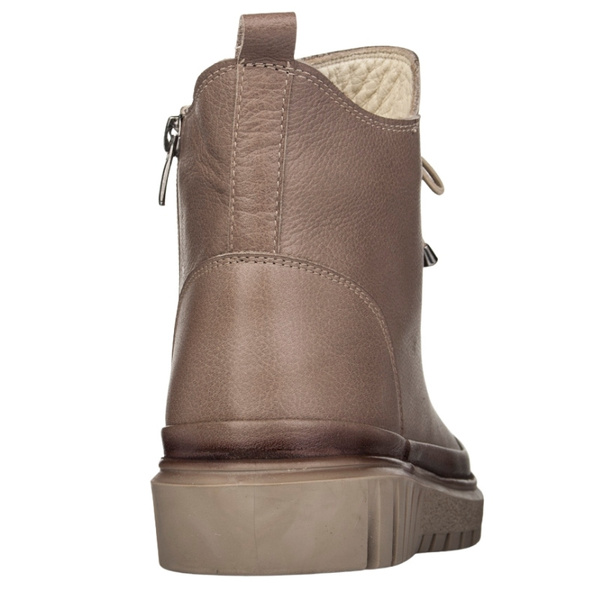 Beżowe botki damskie skórzane Artiker 55C1527 ocieplane trzewiki zimowe