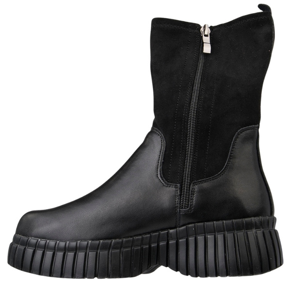 Czarne botki damskie Filippo DBT7163/25 BK skórzane ze stretchem