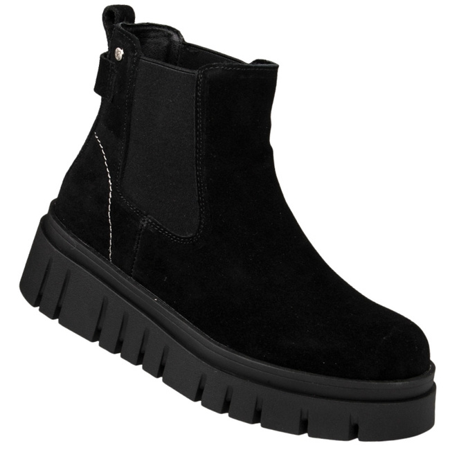 Skórzane Sztyblety damskie na platformie Filippo DBT7266/25 BK czarne