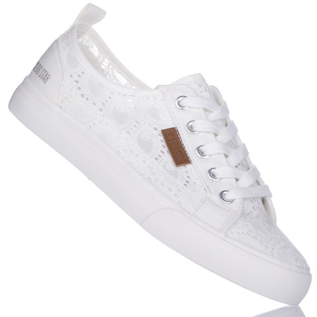 Białe koronkowe tenisówki damskie Big Star W274925 white