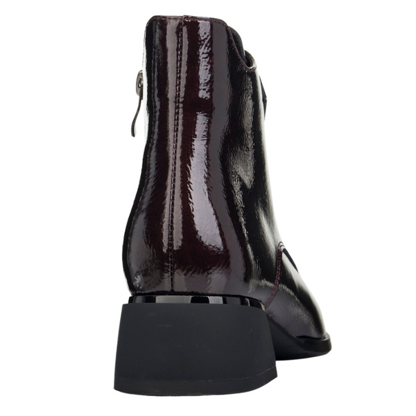 Eleganckie skórzane botki damskie Artiker 57C1119 bordowe ocieplone