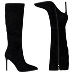 Zamszowe Kozaki na szpilce damskie S.Barski CR52-668 czarne ocieplone