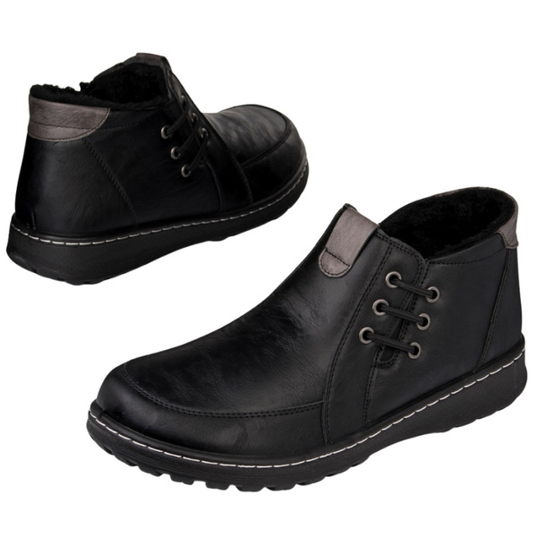 Czarne Botki damskie Potocki 90349BK ocieplone na haluksy wygodne