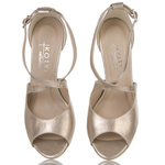 Złote sandałki na szpilce skórzane Kotyl 5947 złoty vera buty ślubne