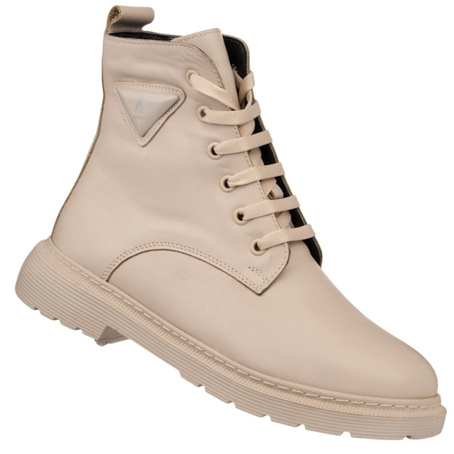 Skórzane Botki trzewiki damskie T.Sokolski Ami 414 beige beżowe