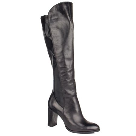 Kozaki damskie skórzane Simen 09519 czarny