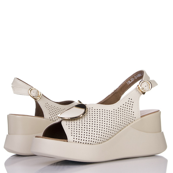 Sandały na koturnie damskie beżowe T. Sokolski L25-248 beige
