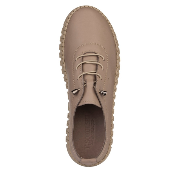 Skórzane półbuty na platformie T. Sokolski 4000 VIZON jasno szary wiązane